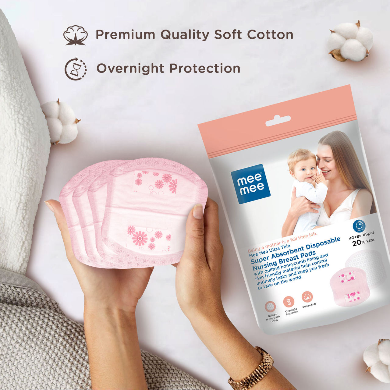 Mee Mee Ultra Thin Breast Pads | White