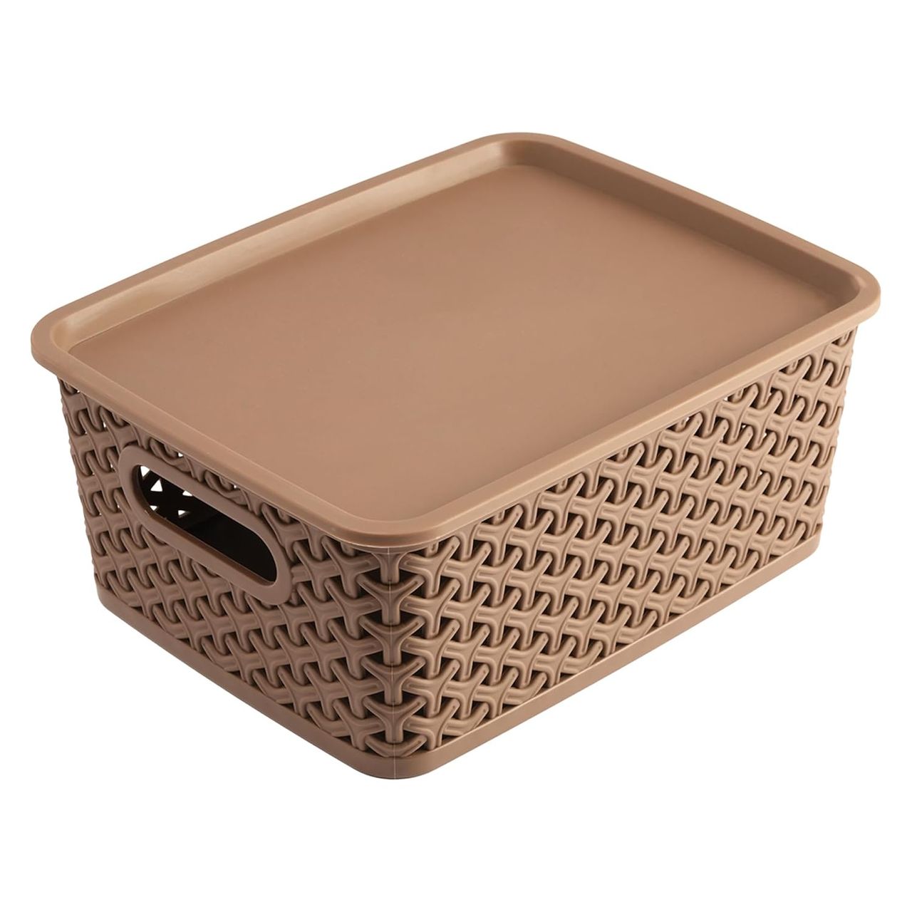 Kuber Industries Pack of 3 Multipurpose Solitaire Medium Storage Basket with Lid|Multi