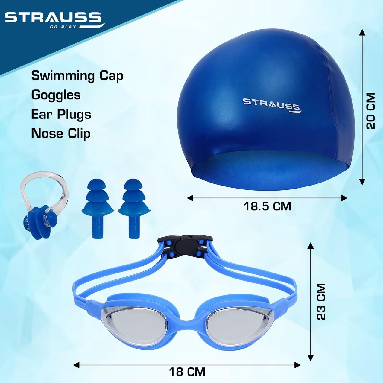Strauss Swimming Goggles Set, (Blue)