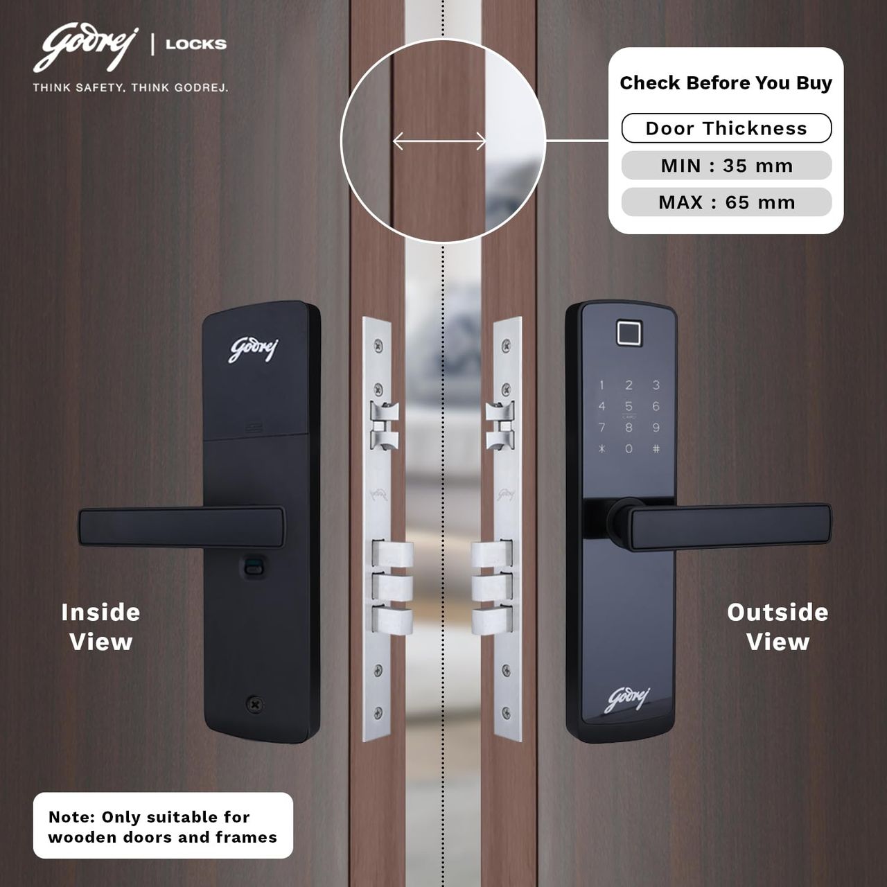 Godrej Smart Lock Catus Connect | Digital Lock | 5-in-1 Access | WiFi, Fingerprint, Pin | Black