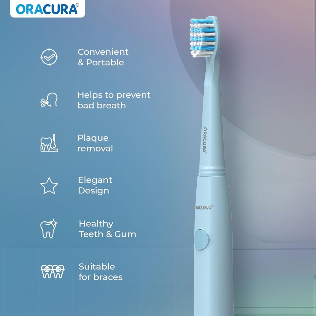Oracura Sb100 Sonic Lite Battery Operated Electric Toothbrush Blue