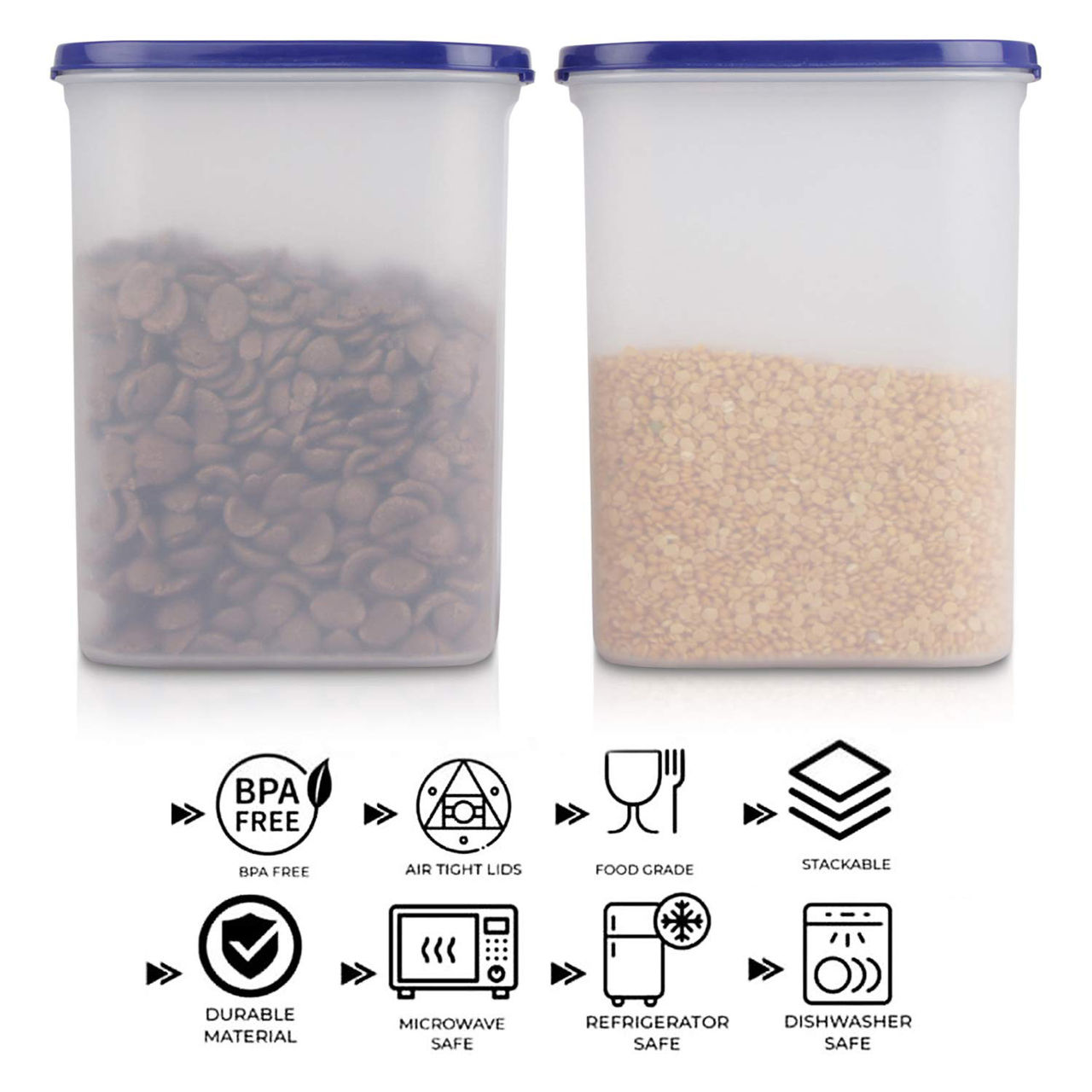 Cutting EDGE 2400 ml Modular Storage Containers Microwave safe , BPA free -Set of 2 , Dark Blue