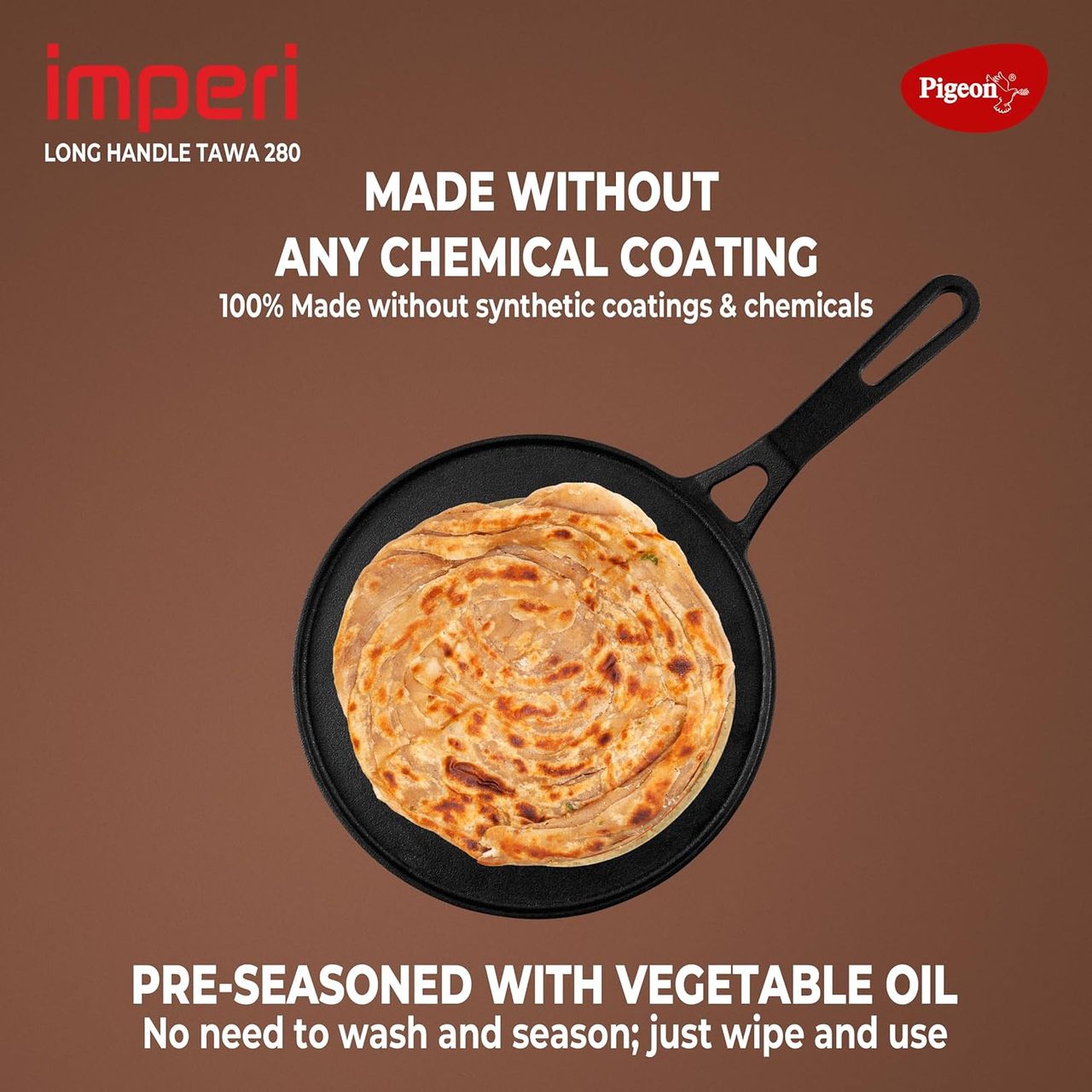 Pigeon Imperi Cast Iron Long Handle Tawa 280