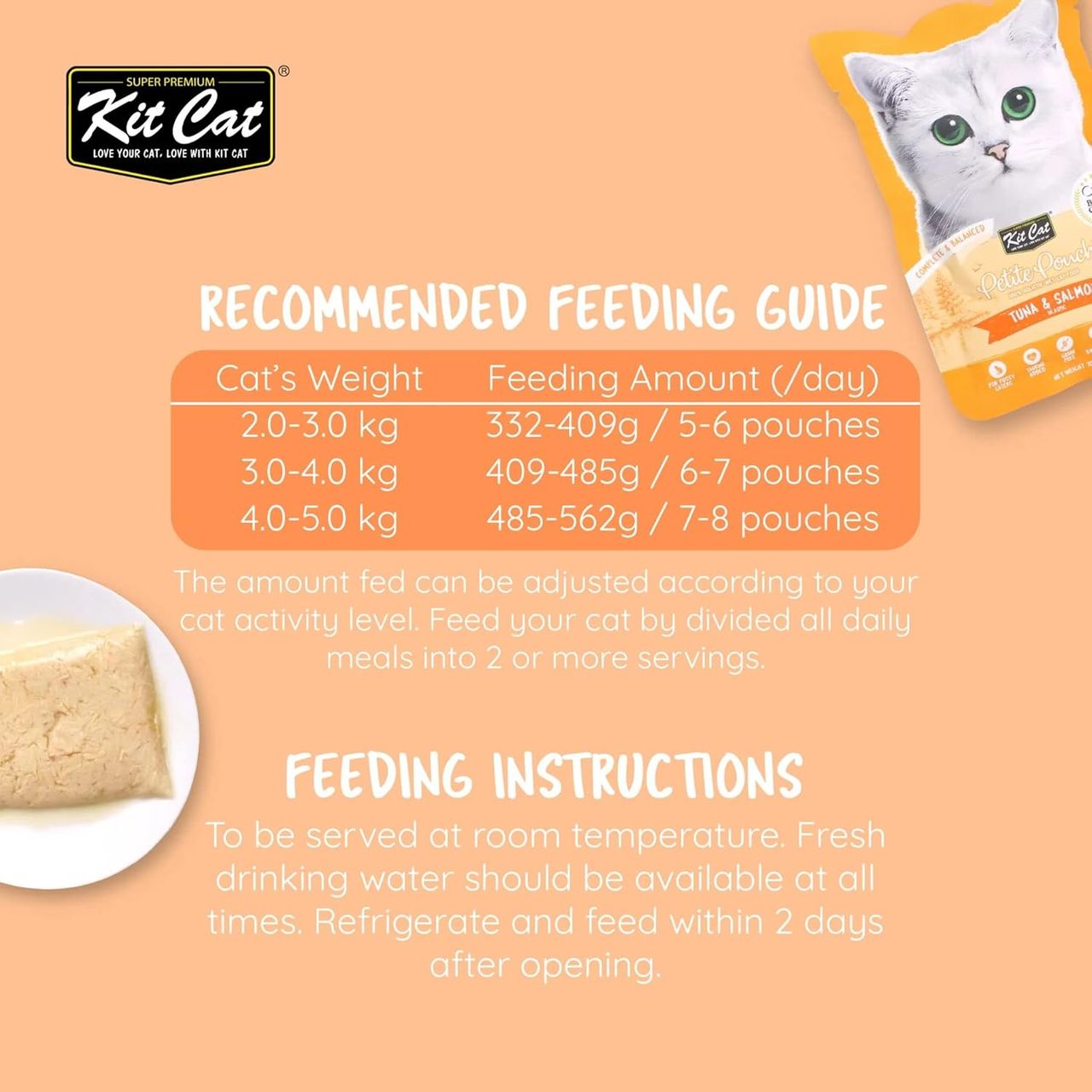 Kit Cat Petite Pouch Complete & Balanced Wet Cat Food - Tuna & Salmon In Aspic