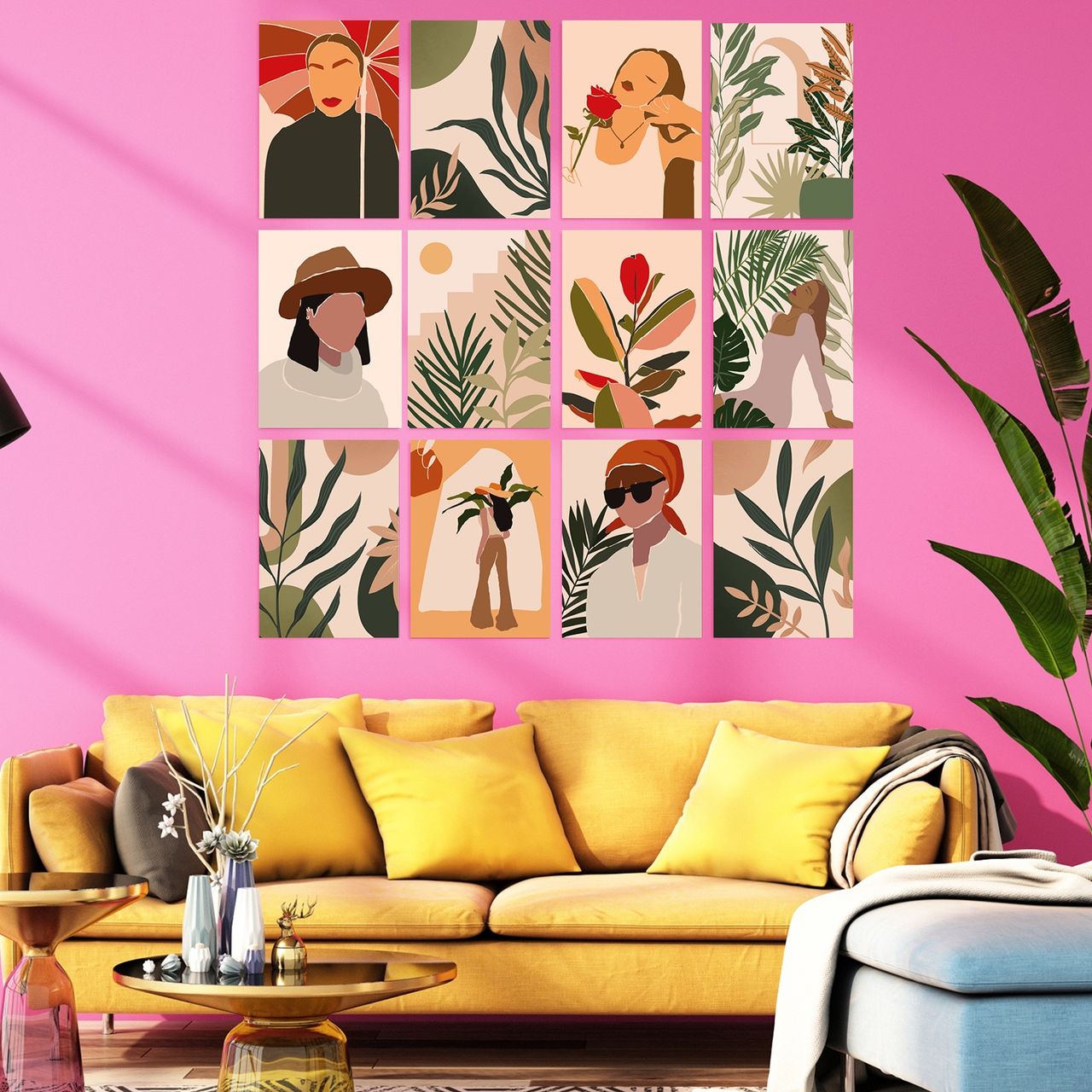 Paper Plane Design Abstract Boho Wall Posters For Living Room | Set Of 12 | Size 29 x 21 cm | D1