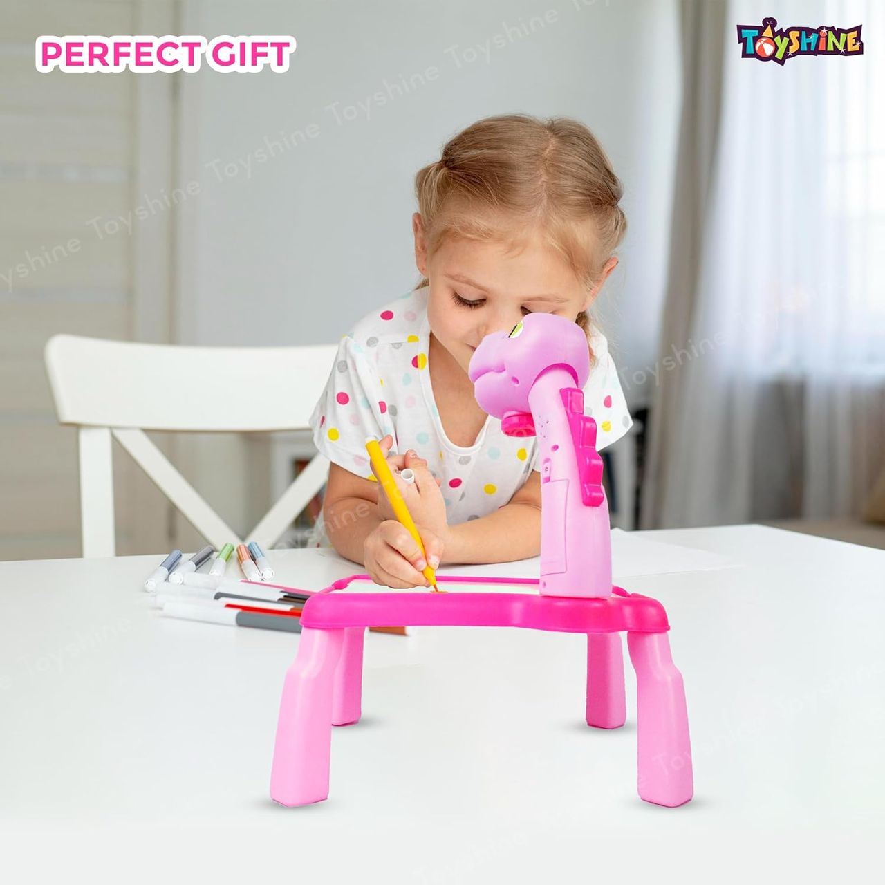 Toyshine Dino Theme Smart Projection Drawing Board With Music Include Art Supplies
