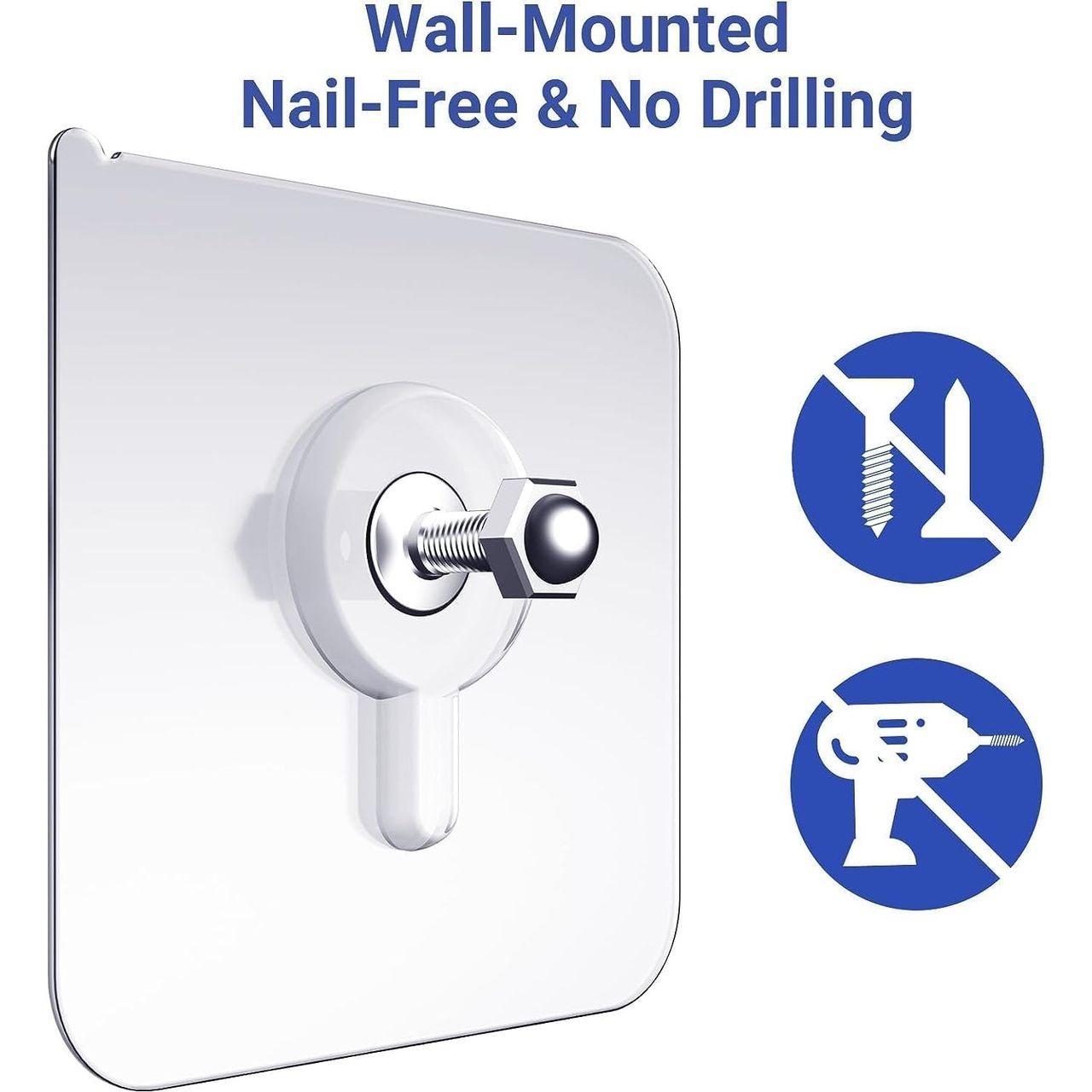 Perpetual Adhesive Wall Hooks | Transparent Waterproof Hooks for Kitchen & Bathroom | Set of 10