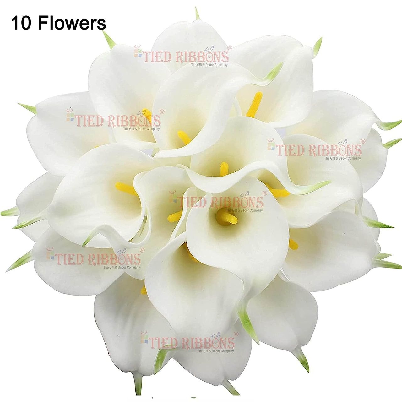 Tied Ribbons 10 Pcs Artificial Calla Lily Flowers Bunch