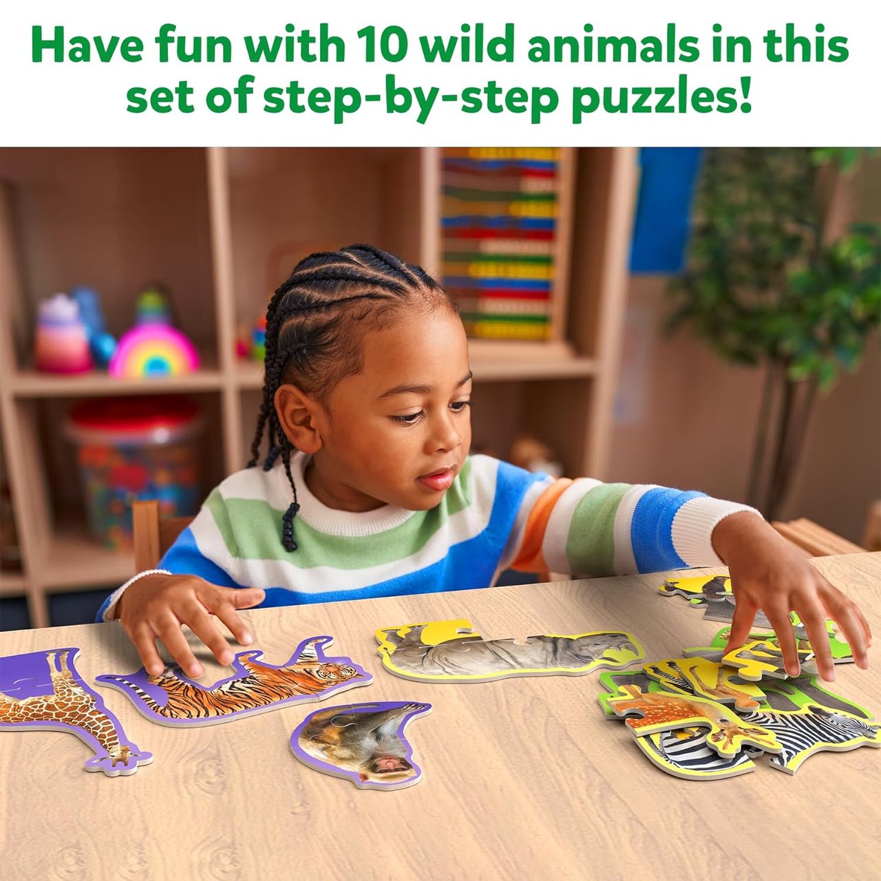 Skillmatics Step By Step Puzzle - Wild Animal Jigsaw & Toddler Puzzles