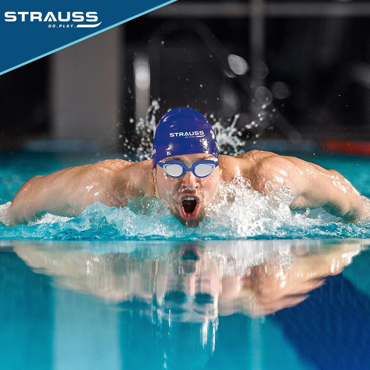 Strauss Swimming Goggles Set, (Blue)