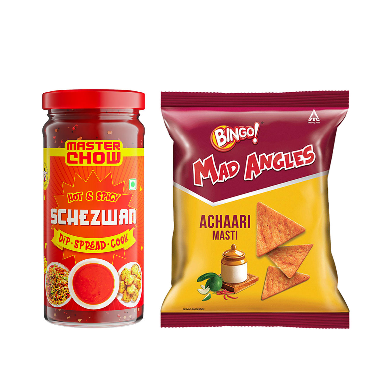 Masterchow Schzewan Chutney(250gms) & Bingo! Mad Angles Achaari Masti Chips(66gms) Combo