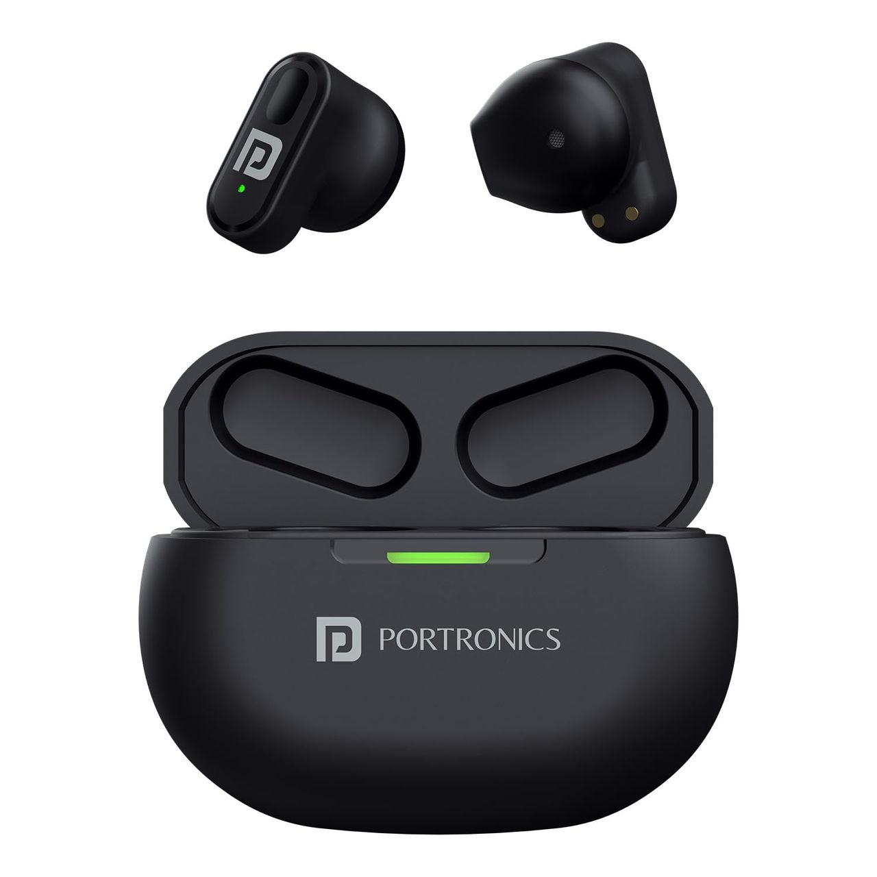Portronics Harmonics Twins S17 in Ear TWS Earbuds with Long Playtime & HD Quality Mic,Type C(Black)