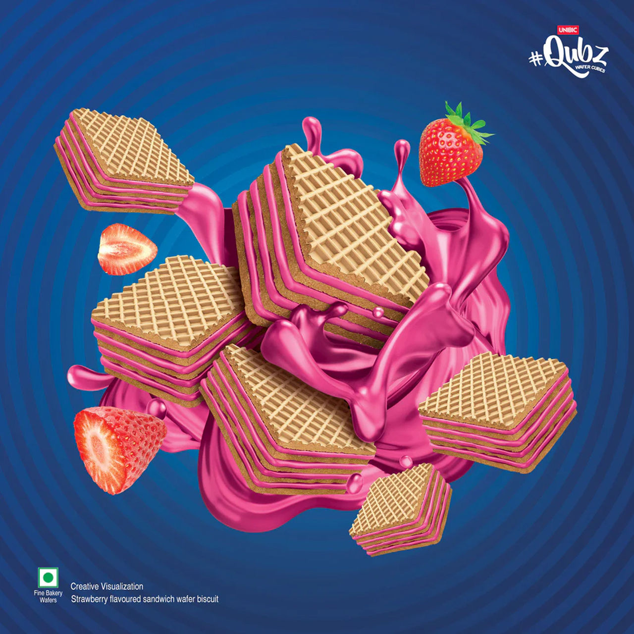 Unibic Wafer Strawberry Qubz 150 g Combo