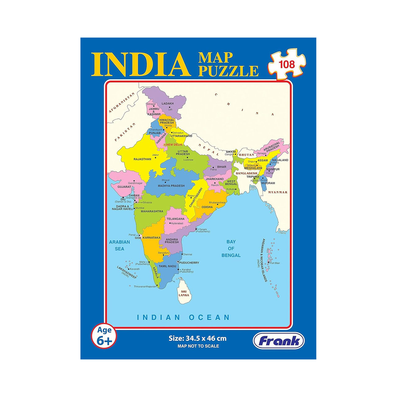Frank India Map Puzzle - 108 Pieces Jigsaw Puzzle