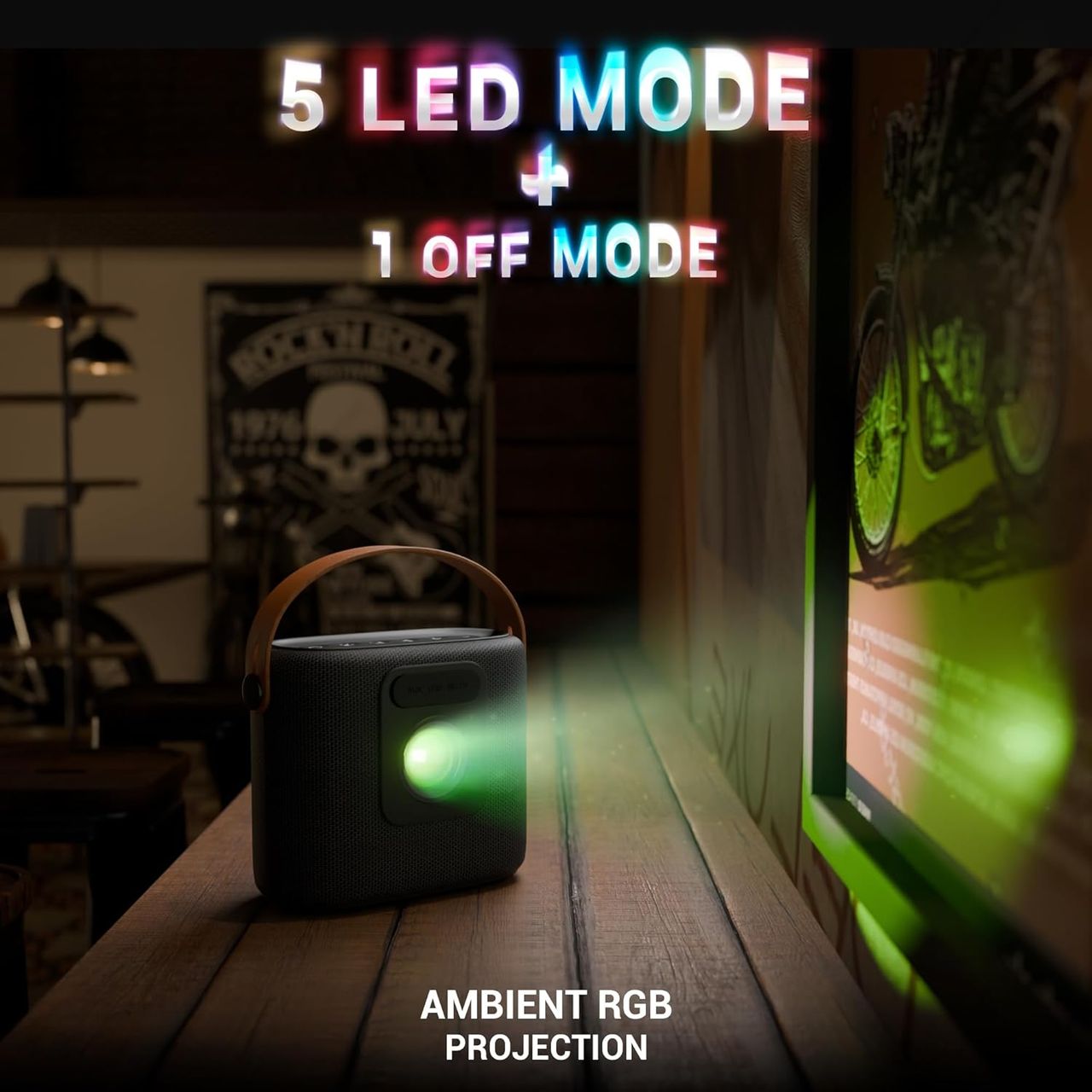 Zebronics Sound Feast 70 10W Portable Speaker, Bt v5.3, Projection Light, TWS, 10h* backup, Carry Strap