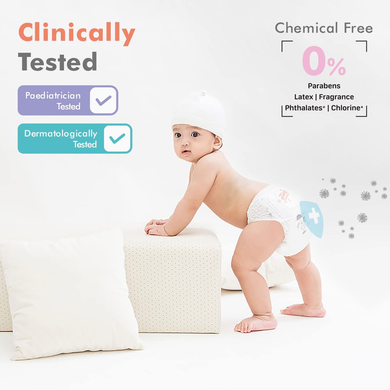 R For Rabbit Feather Diaper Pant Kids | White | S (5 - 9 kg)
