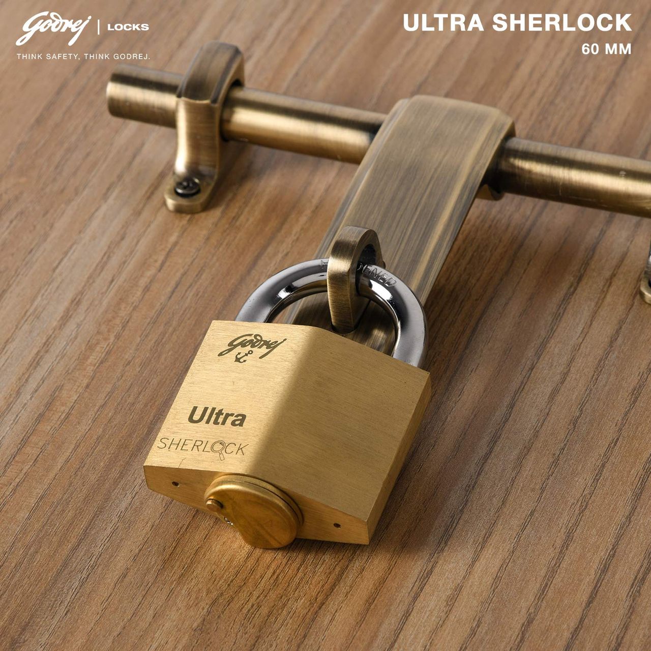 Godrej Ultra Sherlock 60mm Padlock | 3 Keys | Main Door, Gate, Tool Box | Blister Finish