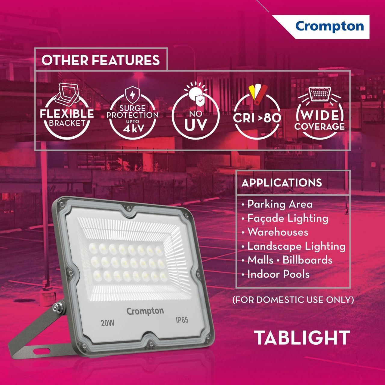 Crompton Flood IP 65 TabLight 20W | Cool White
