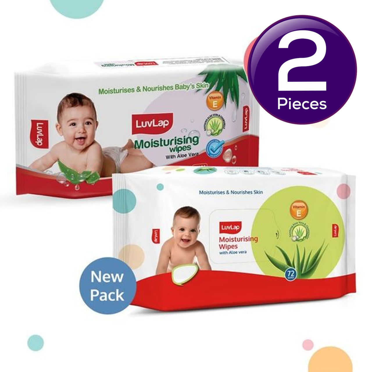 Luvlap Baby Wipes with Aloe Vera (with LID) 72 pc Combo