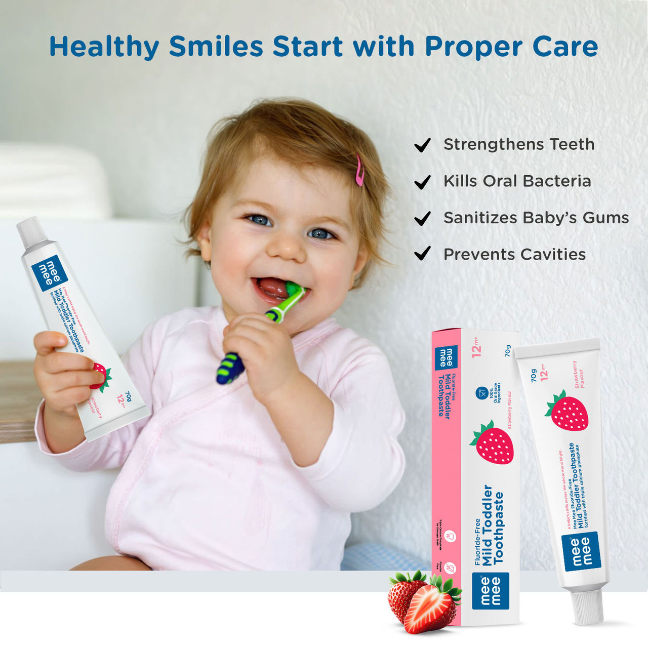 Mee Mee Baby Toothpaste For Kids | Strawberry | 1 - 5 years