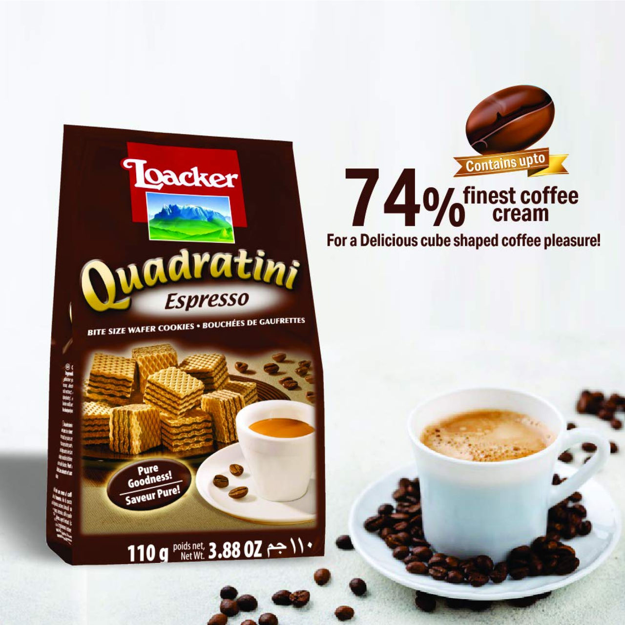 Loacker Quadratini Espresso Wafer Cookies | Maida-free and Trans Fat-free