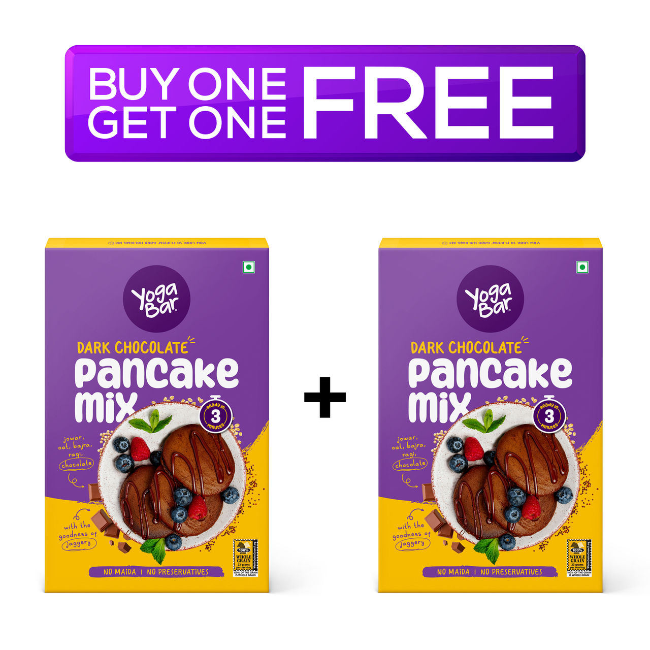 Yoga Bar Pancake Mix | Chocolate | Zero Maida | No Added Preservatives | Breakfast With Jowar-Oats 150 g Combo