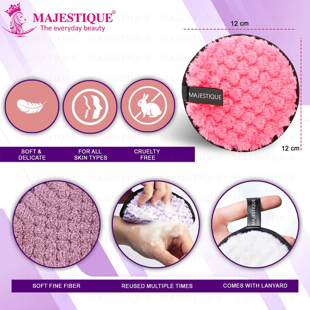 Majestique Reusable Facial Cleansing Sponge Pads - 2Pcs | Multicolour