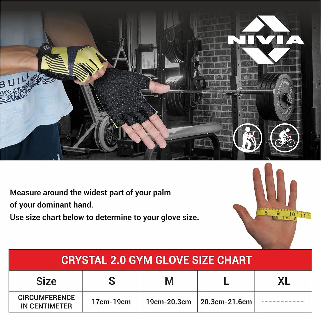Nivia Crystal 2.0 With Strap Spandex Gym Gloves (L)