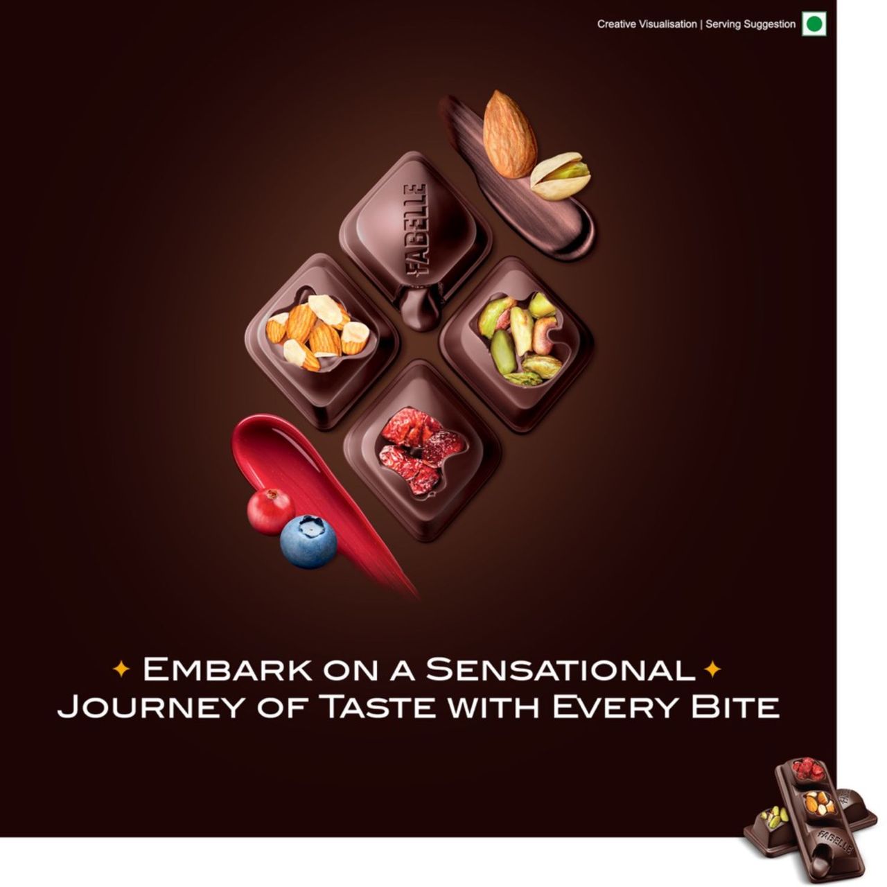 Fabelle Open Secret - Dark Chocolate Handcrafted Bar with Exotic Nuts & Berries Handcrafted Bar