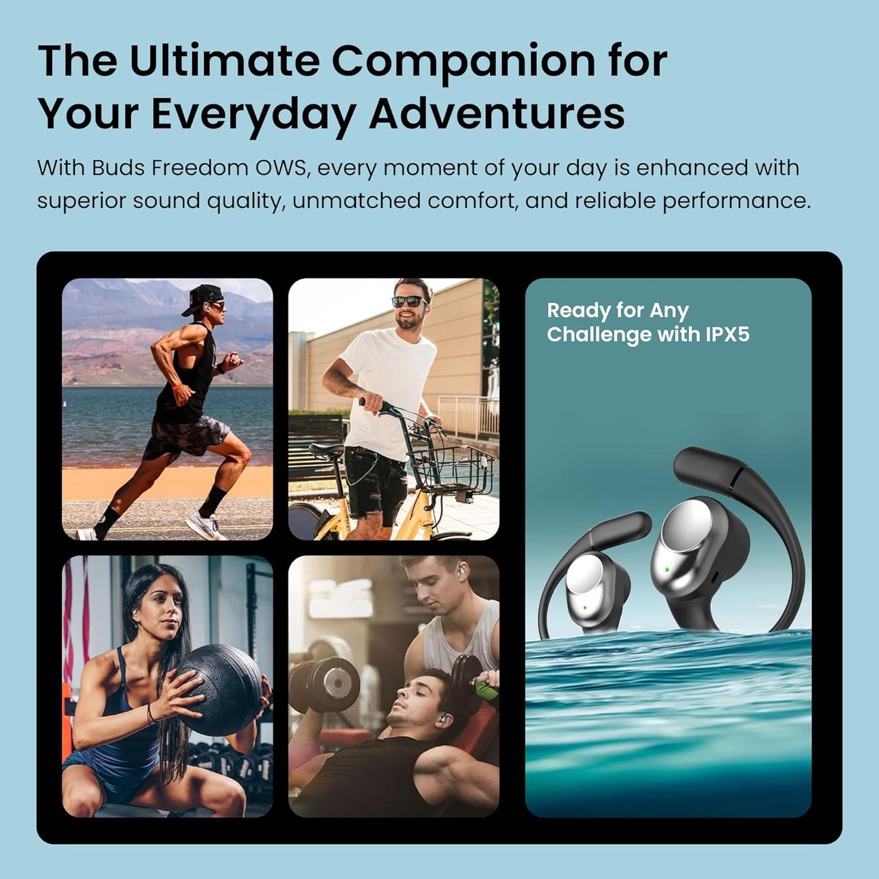 truke Buds Freedom Truly Wireless Bluetooth OWS with 4Mic PureVoice ENC, 60H Battery - SunsetBlack