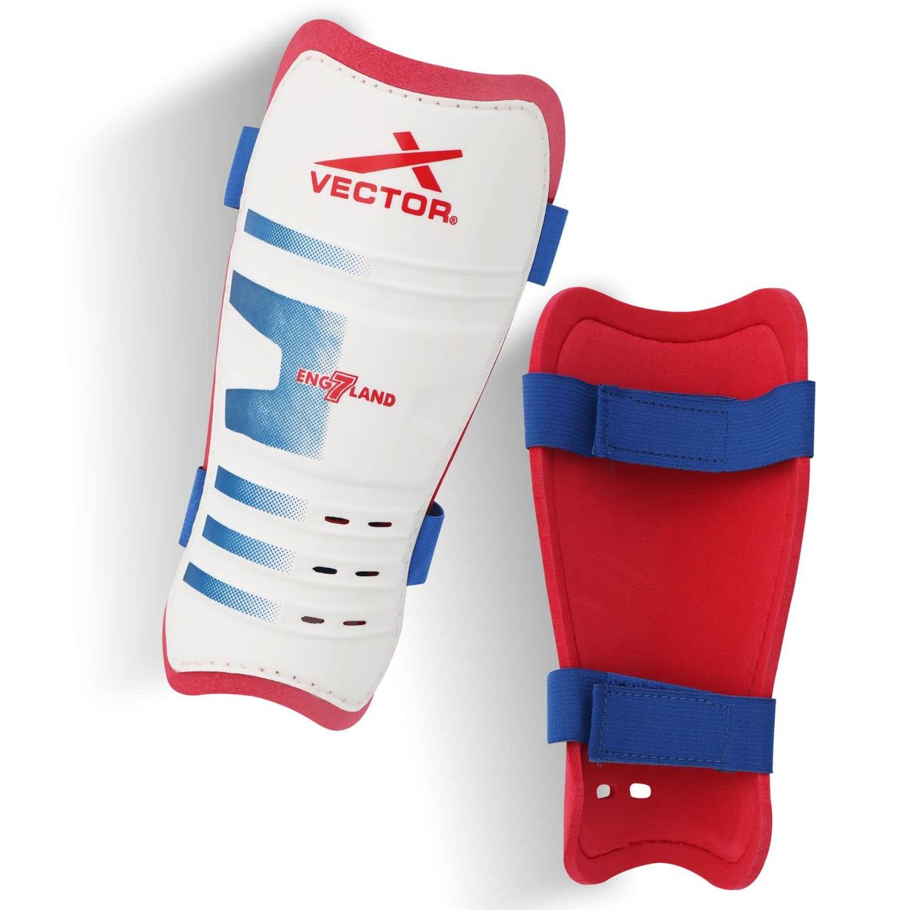 Vector X England Football Shin Guard With Adjustable Velcro Strap | L, England