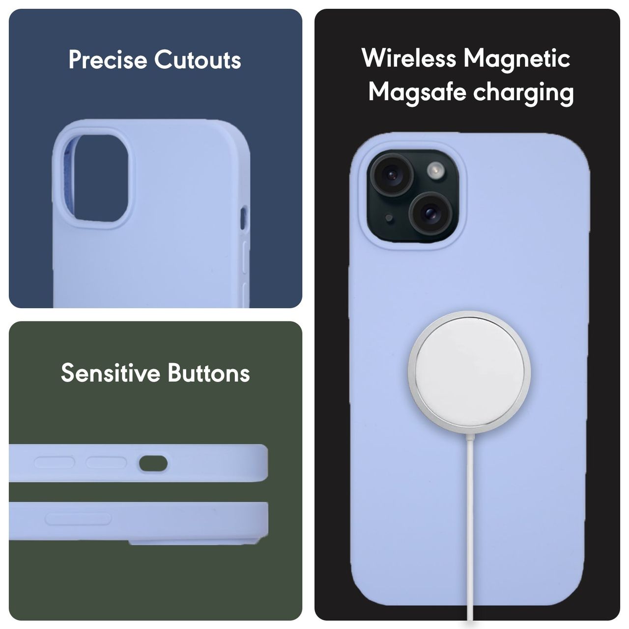 Sprig Designer Back Cover for Apple Iphone 14 Liquid Silicone Shock Proof | Blue | MagSafe Compatible