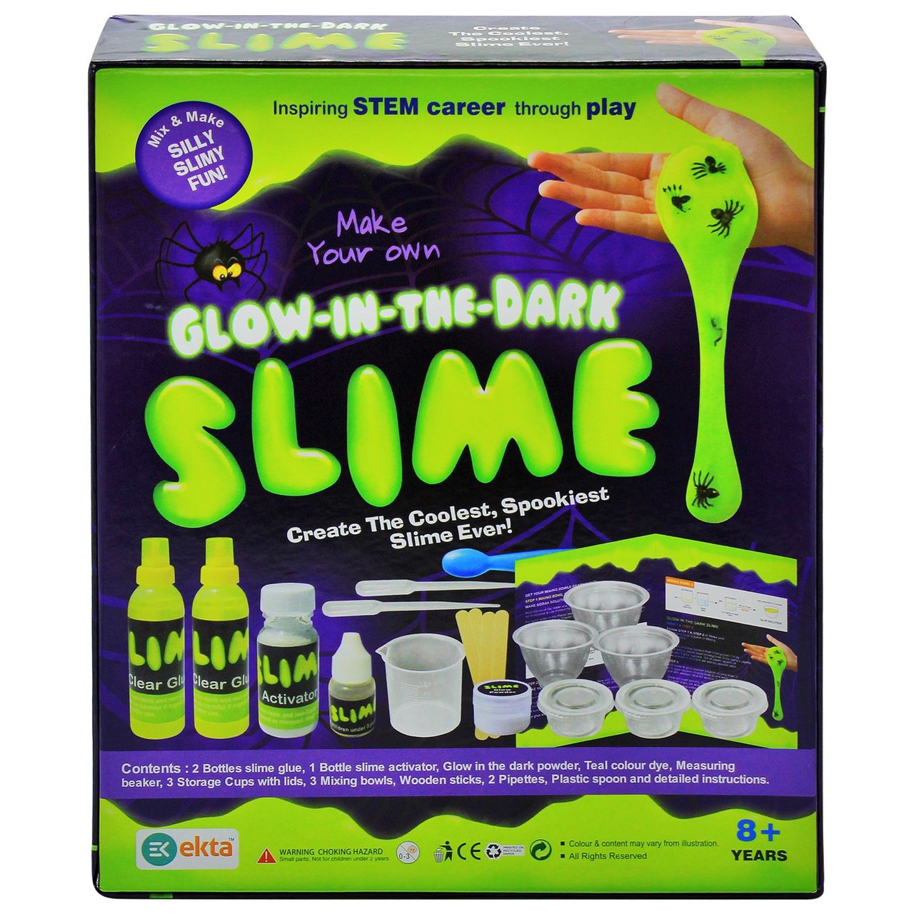 Ekta Glow In The Dark Slime Coolest, Spookiest Slime Super Stretchy Slime Kit