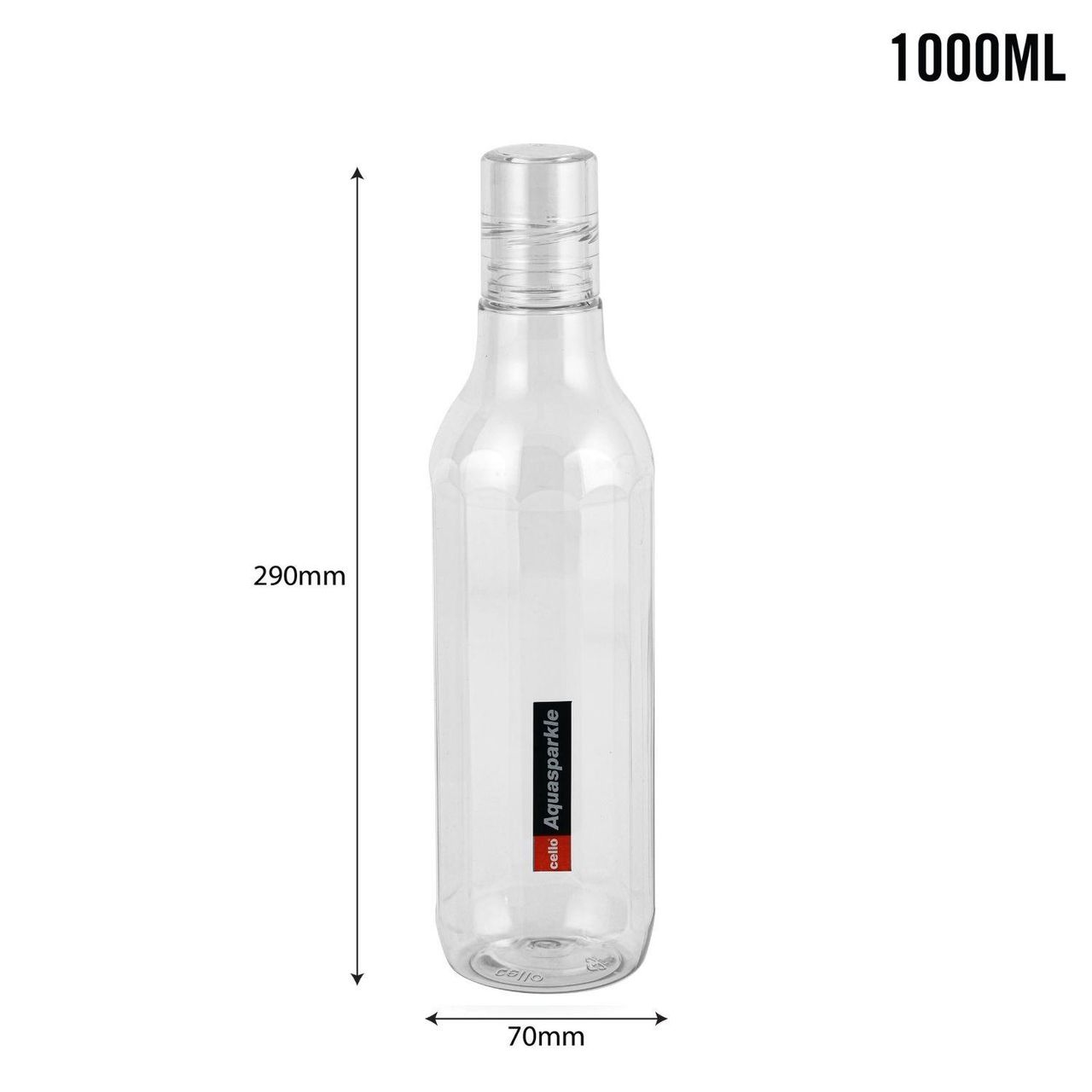 Cello Aqua Sparkle Water Bottle | 100% food grade | Leak proof and Break proof | 1000ml| Clear