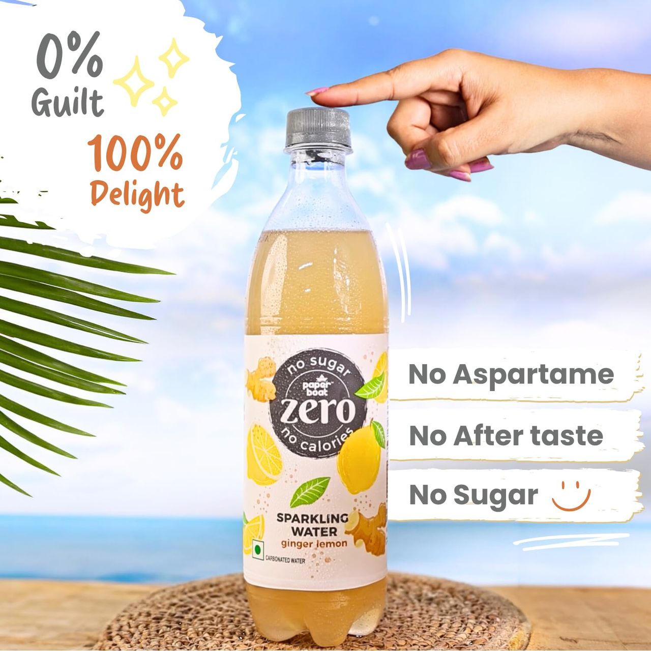 Paper Boat Zero Sugar Ginger Lemon Sparkling Water | Sugar Free Ginger Ale Drink 600 ml Combo