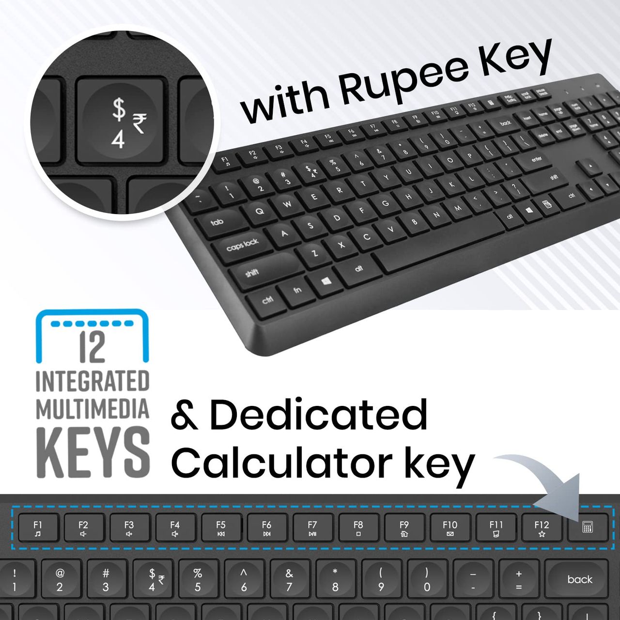 Zebronics Companion 200 Wireless Combo With Silent Operation Mouse, Full Size Keyboard (Black)