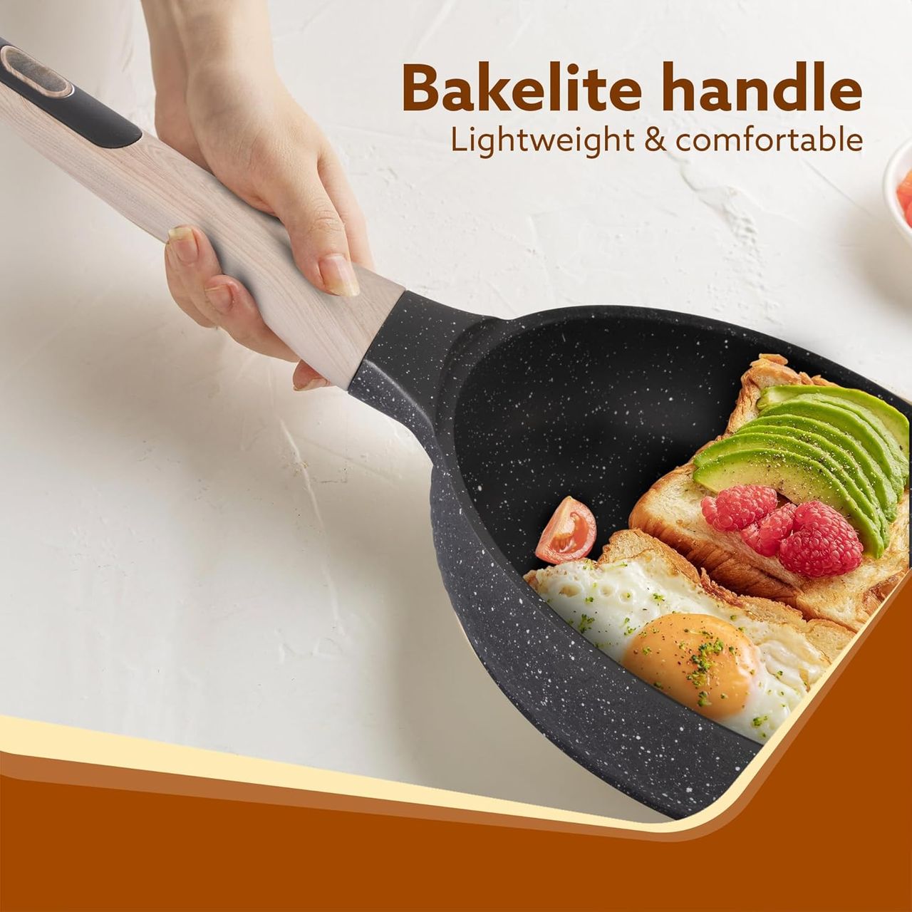AGARO Imperial Granite Non Stick Frypan with Glass Lid, 3L / 28cm