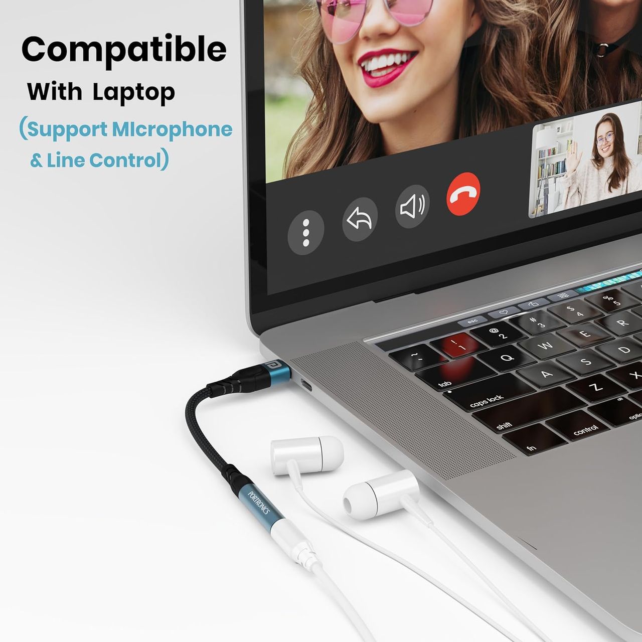 Portronics iKonnect C Pro Type C to 3.5 mm Audio Jack Connector | DAC Headphone Converter Adapter