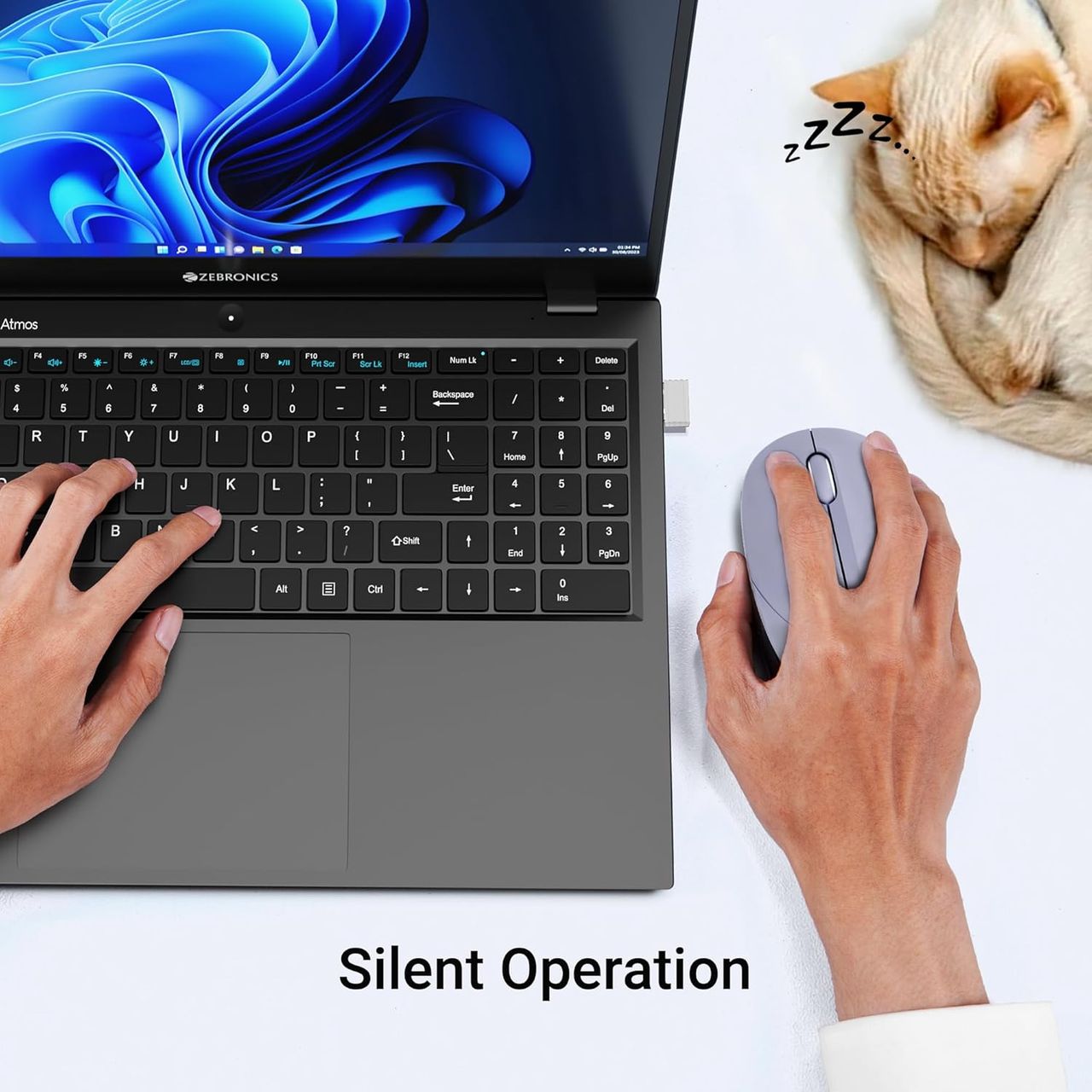 Zebronics Panther | Wireless Mouse | 1600 Dpi | Silent Operation | 3 Buttons | Purple