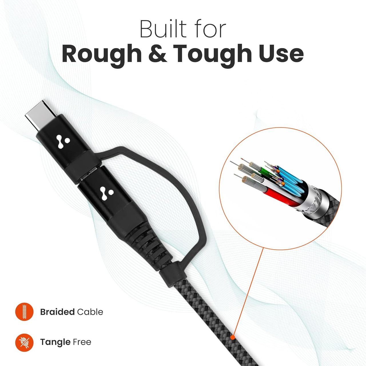 Ambrane 2 In 1 Type-C & Micro Usb Cable With 3A Fast Charging Mobile Cable (Abdc-10, Black)