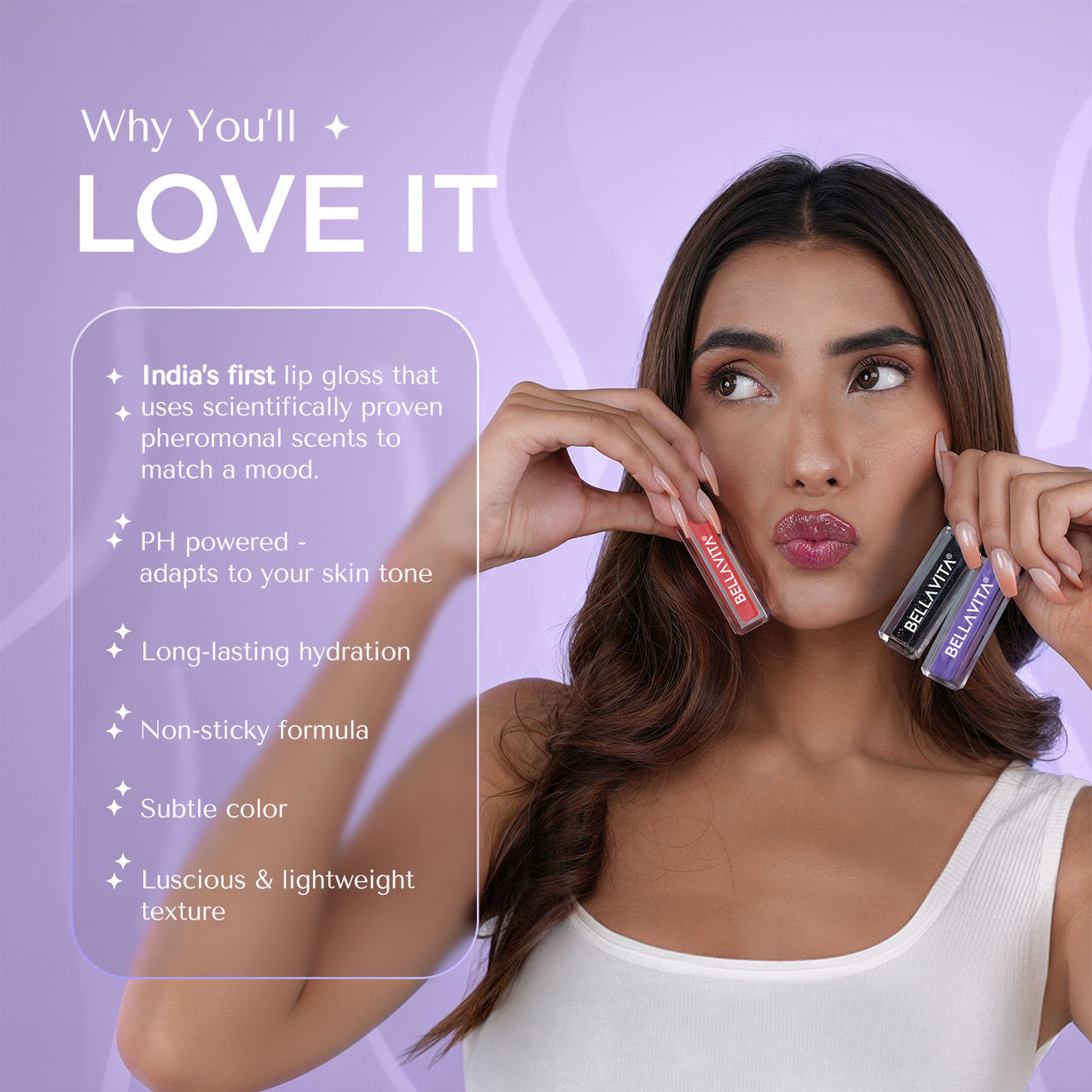 BELLAVITA Ph Adapting Lip Gloss 4Ml | Glossy Finish | Hydrating & Non-Sticky | Strip Tease