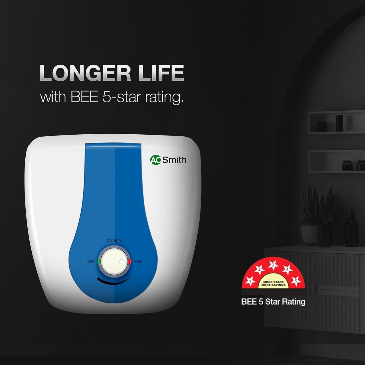 AO Smith SDS-Green SERIES-015 Storage 15 Litre Vertical Water Heater (Geyser)