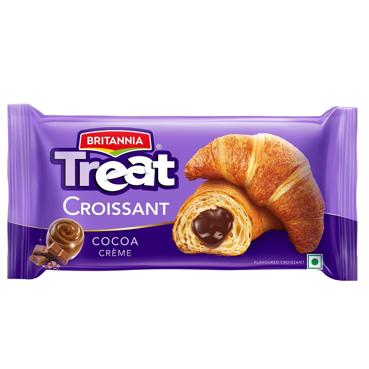 Britannia Treat Croissant, With Cocoa Crème Filling,100% Veg, Flavoured Croissant