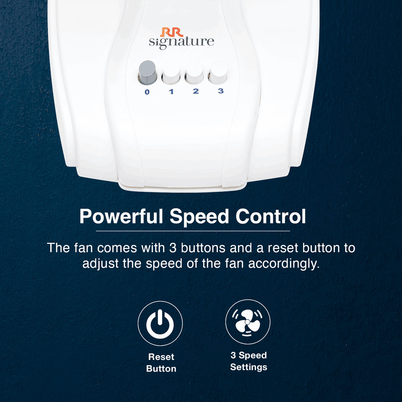 RR Signature Zello Table Fan, 400mm, Normal Speed, White & Blue