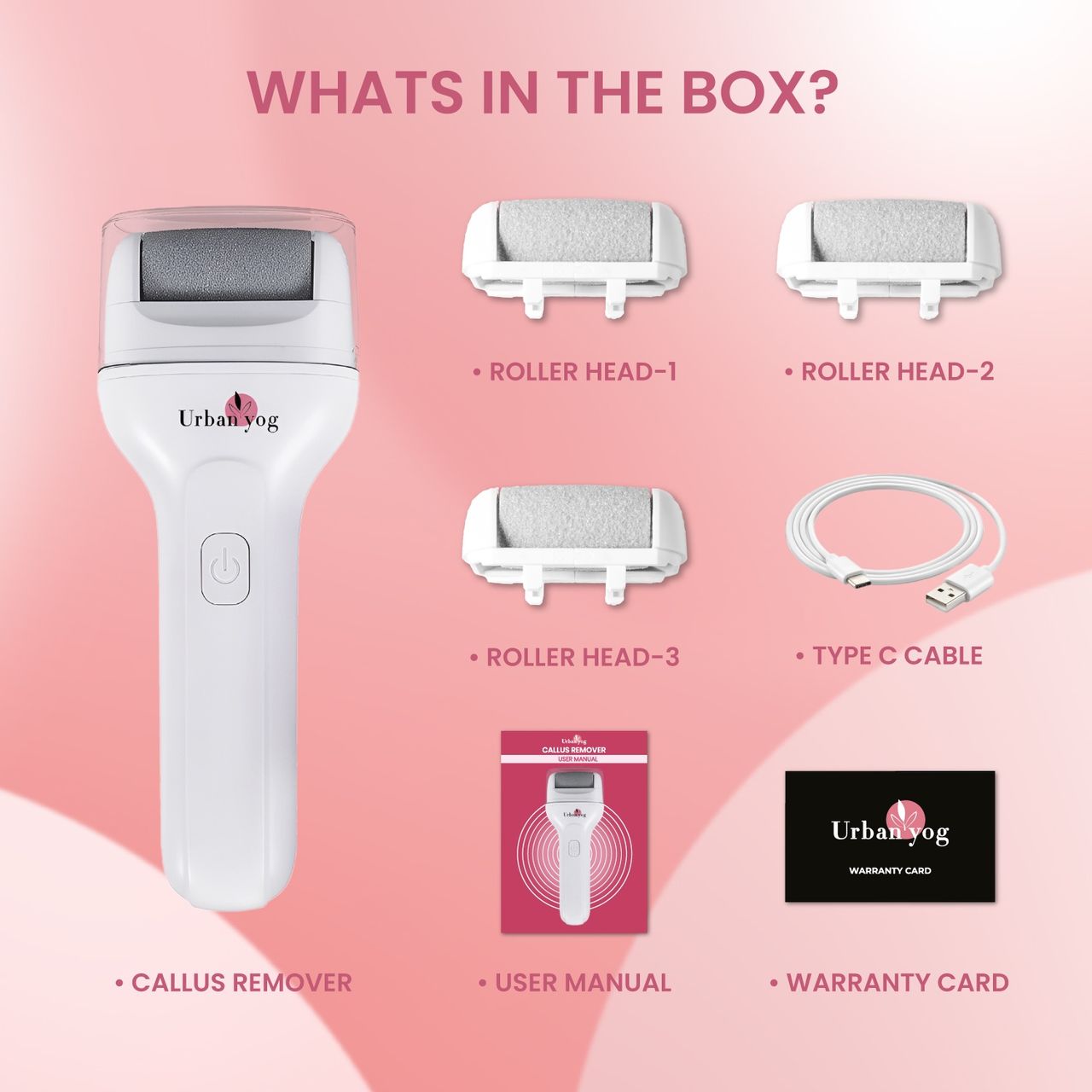 UrbanYog Electric Callus Remover  2 Speed Settings | 1200 mAh Battery