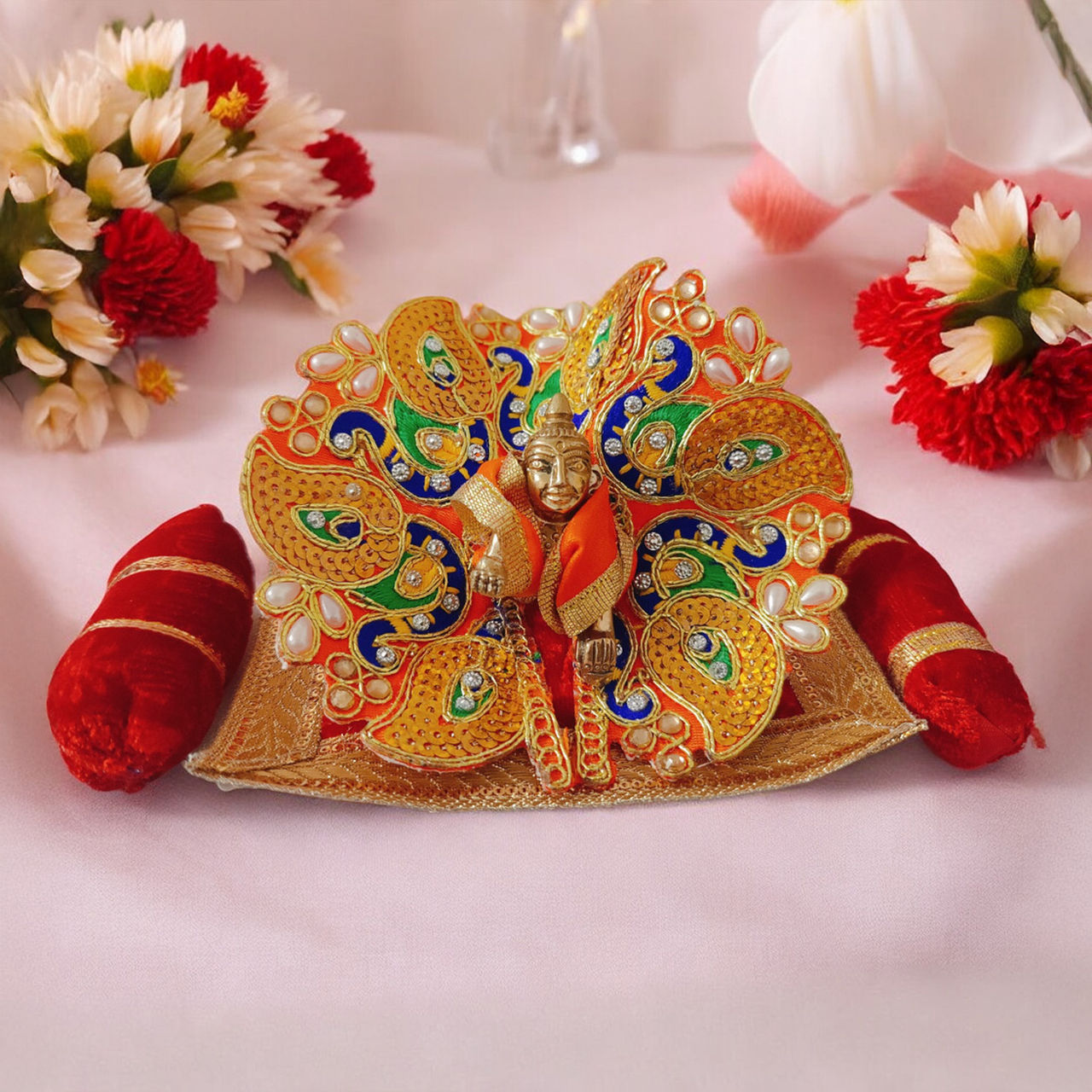 House Of Festivals Ladoo Gopal Gaddi Pillow Set For Murti Size 1 & 2