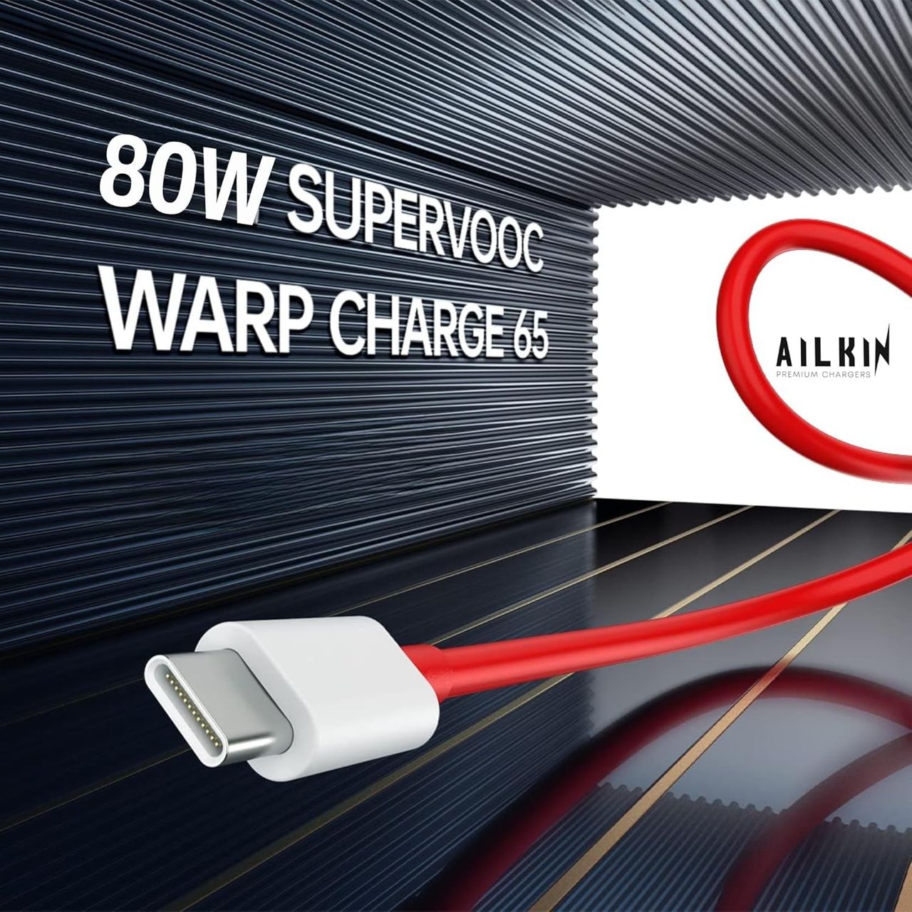 Ailkin 80W DASH | WRAP | SUPERVOOC Fast Charging Adapter Charging with Usb to Type C