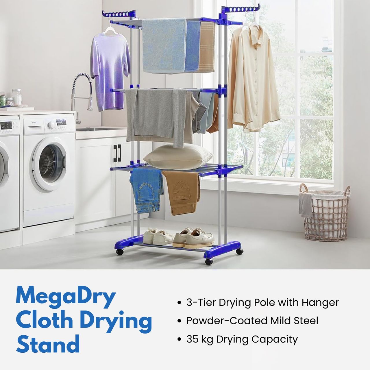 Peng Essentials Megadry Cloth Drying Stand - Pre-Assembled, Spacious Drying Area, Collapsible