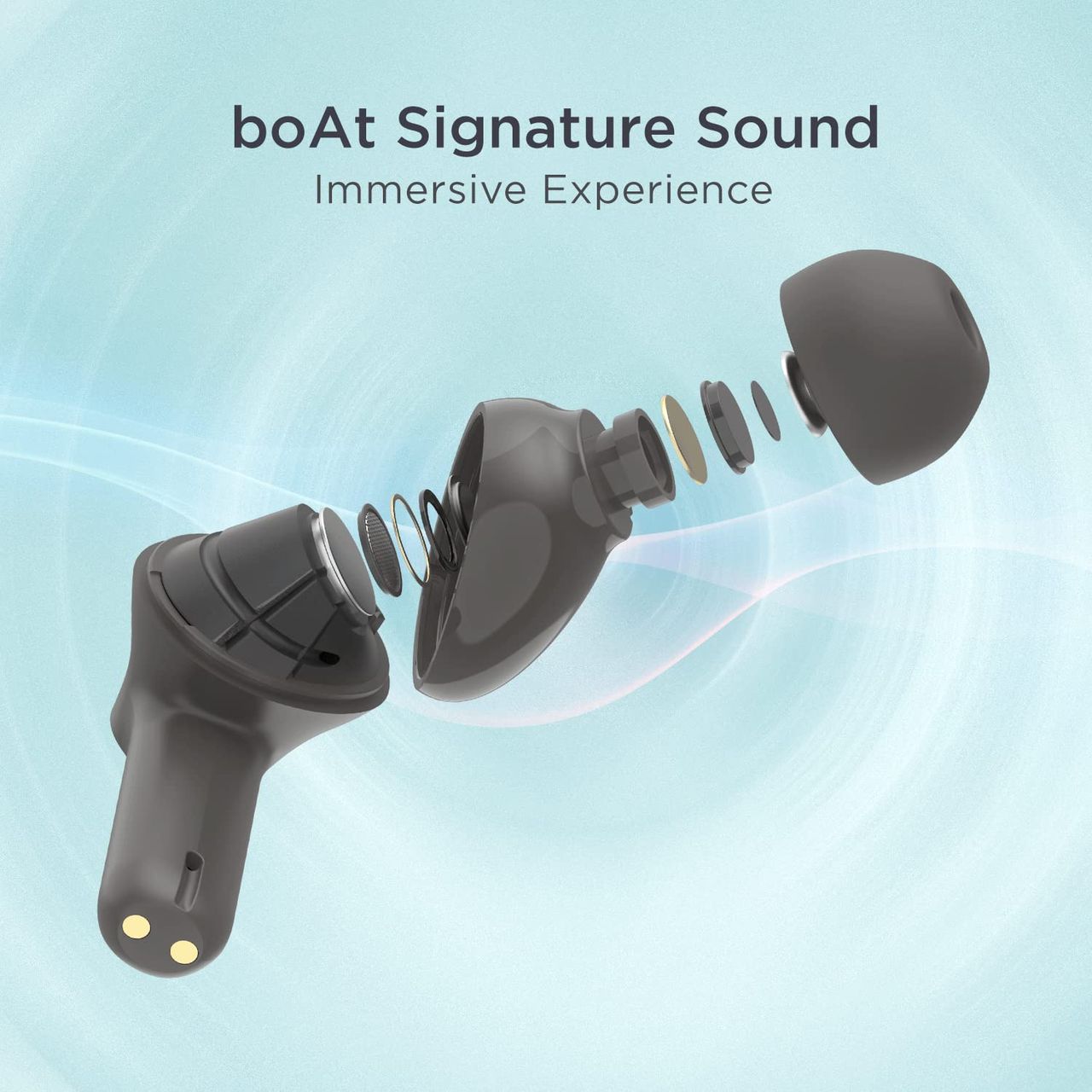 boAt Airdopes 393anc Tws Earbuds W/ 32db Hybrid Anc, Quad Mics With Enx Tech(Davy's Grey)