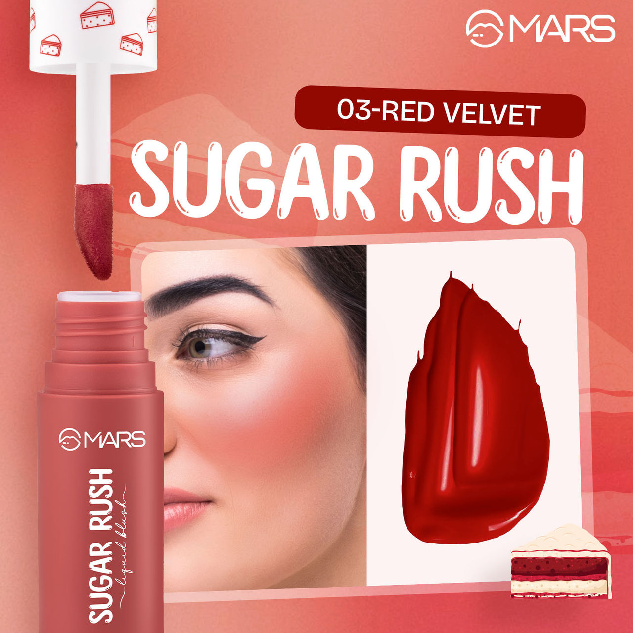 MARS Cosmetics Sugar Rush Liquid Blush (4.5ml) (03-RED VELVET)